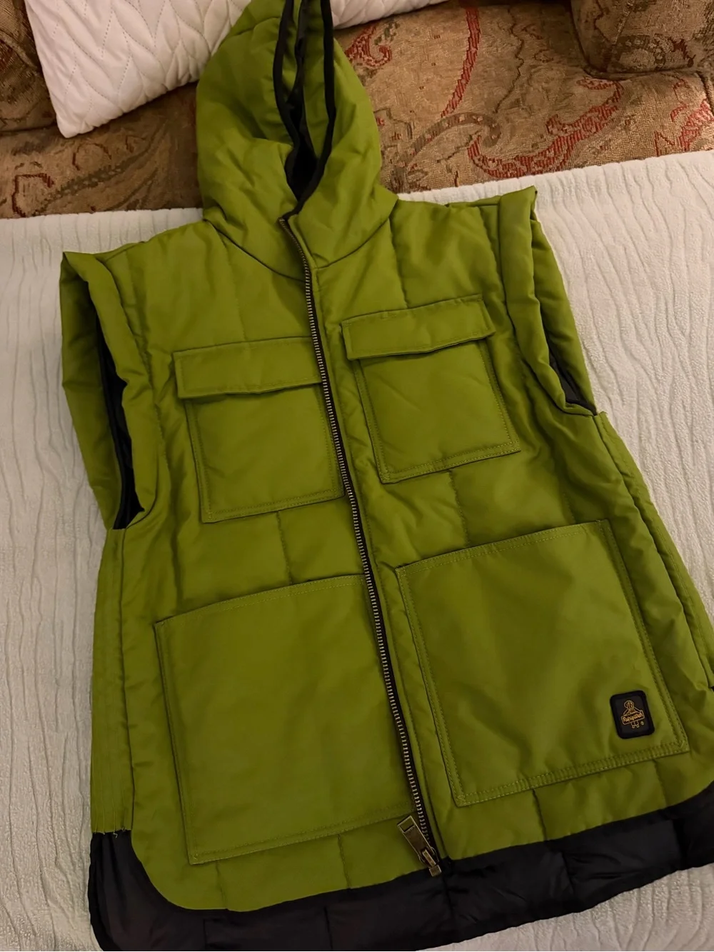 Men's Olive Green Puffer Vest with Hood